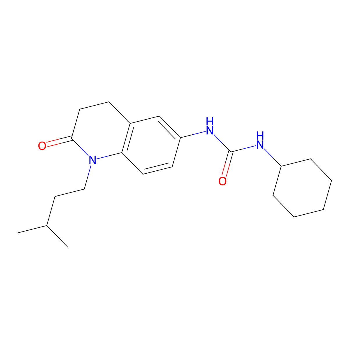 1-Cyclohexyl-3-(1-isopentyl-2-oxo-1,2,3,4-tetrahydroquinolin-6-yl)urea molecular structure, CAS 1170424-95-9