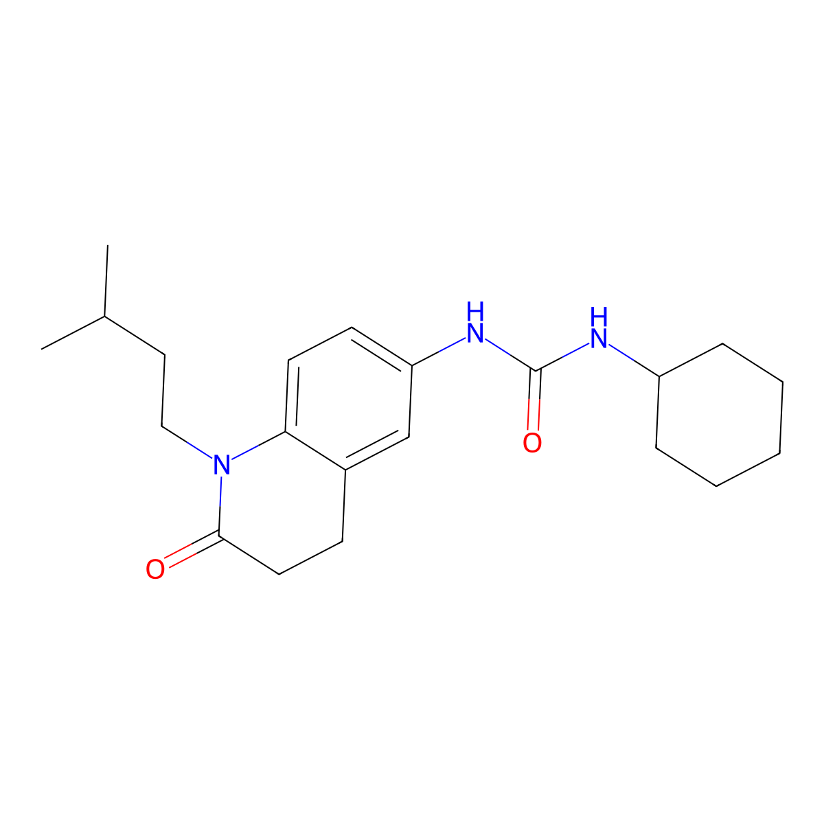1-Cyclohexyl-3-(1-isopentyl-2-oxo-1,2,3,4-tetrahydroquinolin-6-yl)urea molecular structure, CAS 1170424-95-9