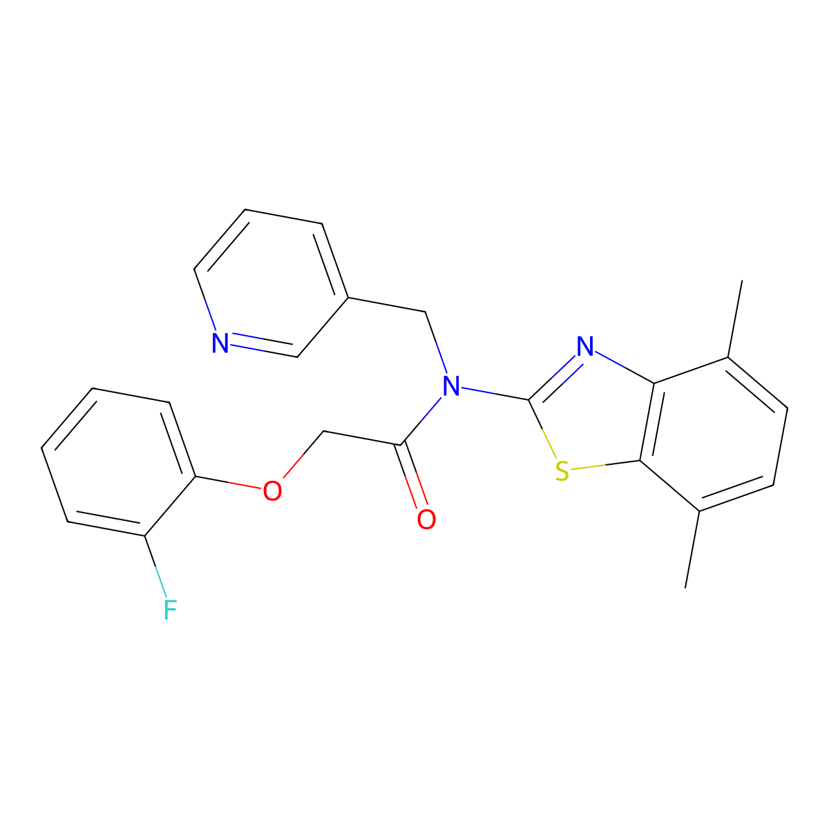 N-(4,7-dimethylbenzo[d]thiazol-2-yl)-2-(2-fluorophenoxy)-N-(pyridin-3-ylmethyl)acetamide molecular structure, CAS 1170425-30-5
