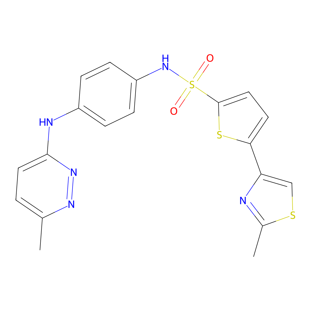 N-(4-((6-methylpyridazin-3-yl)amino)phenyl)-5-(2-methylthiazol-4-yl)thiophene-2-sulfonamide molecular structure, CAS 1170428-30-4