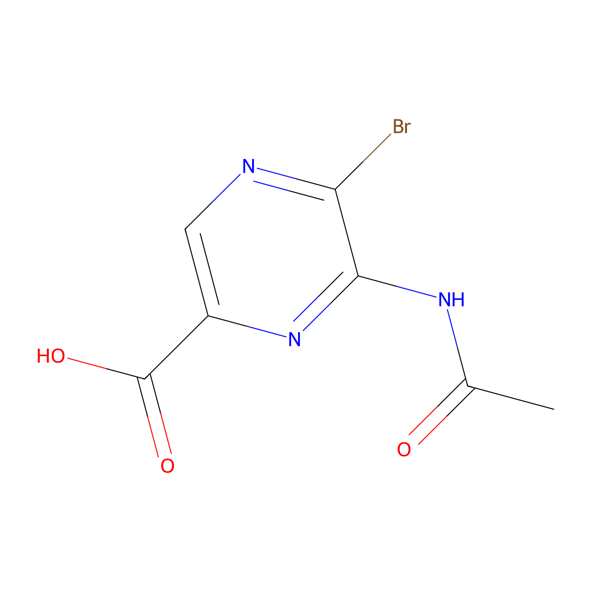 5-Bromo-6-acetamidopyrazine-2-carboxylic acid molecular structure, CAS 117043-05-7