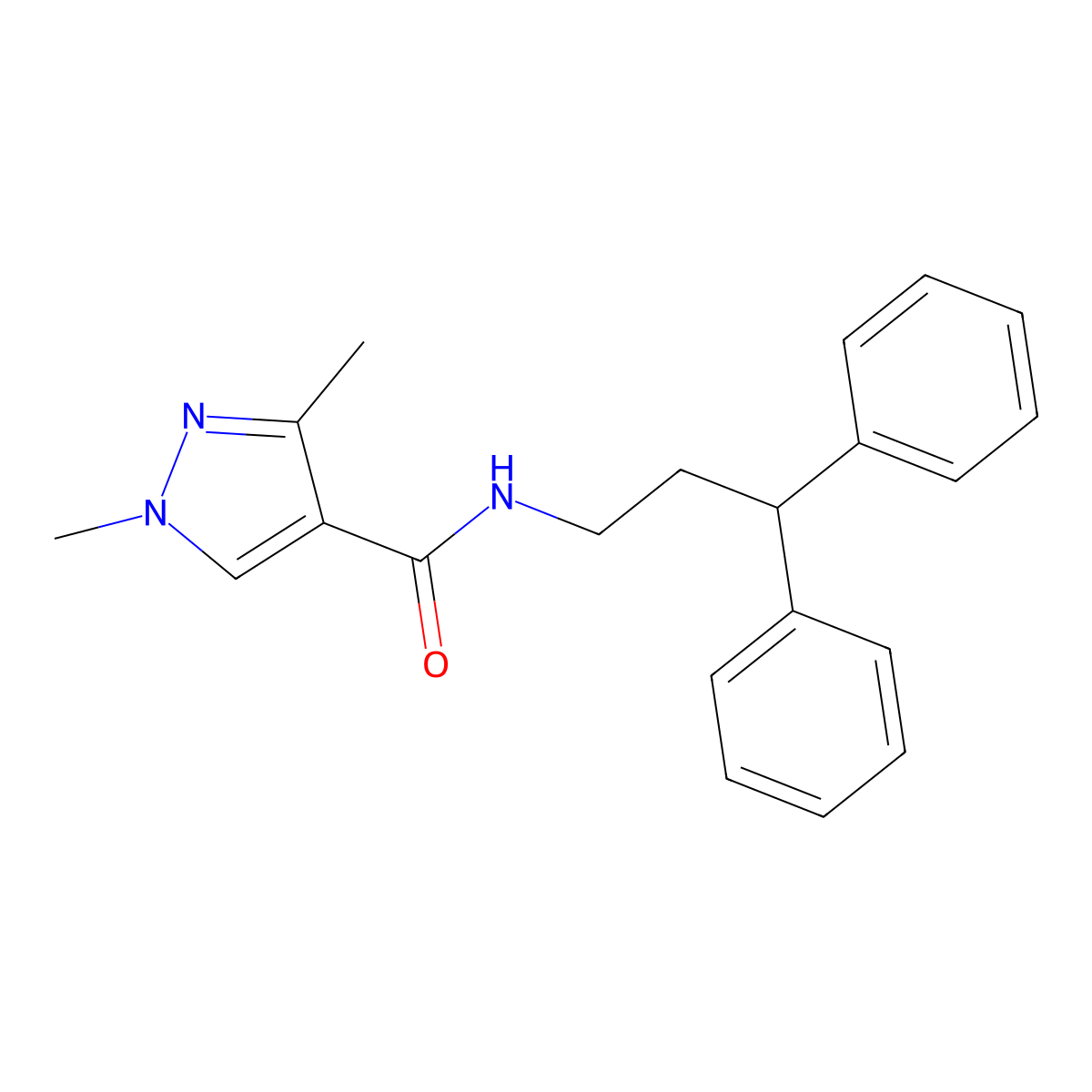 N-(3,3-diphenylpropyl)-1,3-dimethyl-1H-pyrazole-4-carboxamide molecular structure, CAS 1170431-95-4