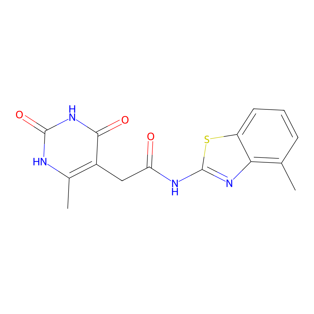 2-(6-methyl-2,4-dioxo-1,2,3,4-tetrahydropyrimidin-5-yl)-N-(4-methylbenzo[d]thiazol-2-yl)acetamide molecular structure, CAS 1170432-40-2