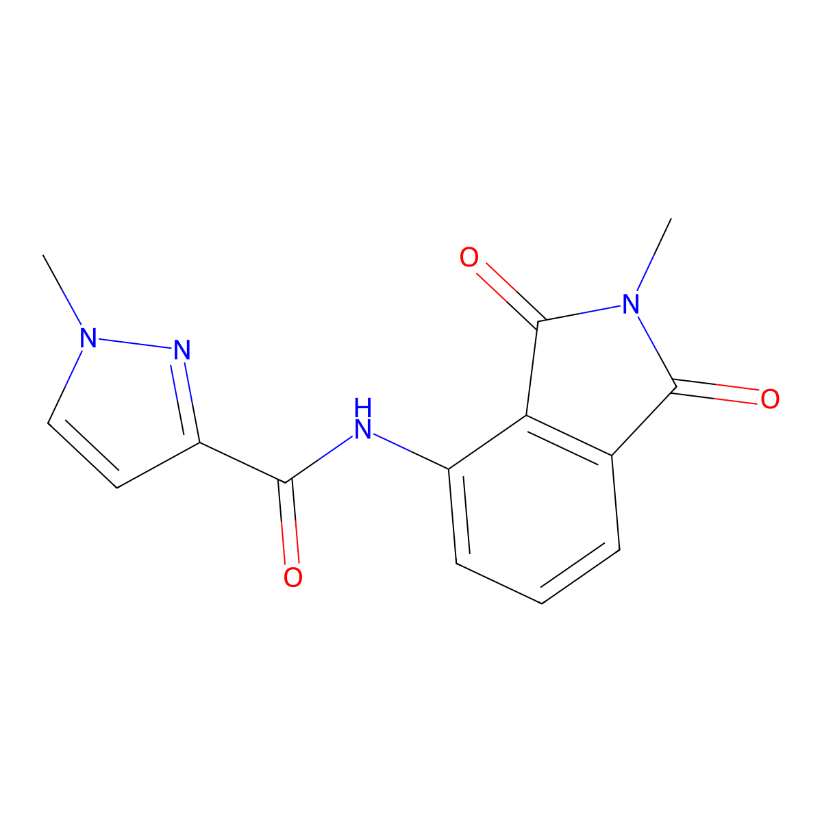 1-methyl-N-(2-methyl-1,3-dioxo-2,3-dihydro-1H-isoindol-4-yl)-1H-pyrazole-3-carboxamide molecular structure, CAS 1170432-97-9