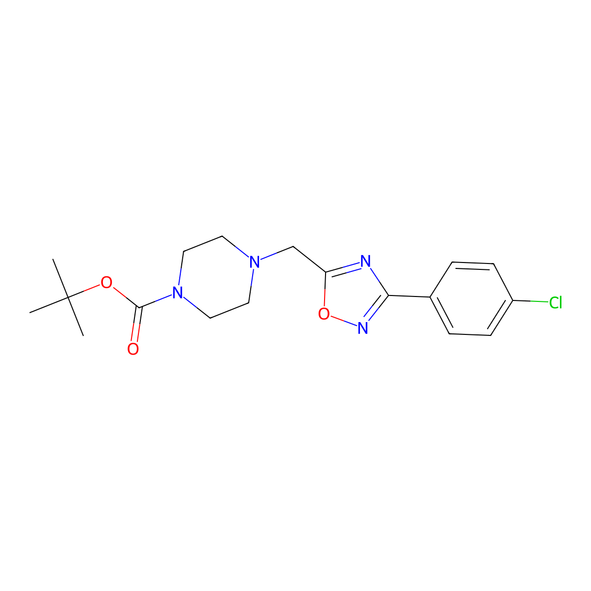 4-[[3-(4-Chlorophenyl)-1,2,4-oxadiazol-5-yl]methyl]-1-piperazinecarboxylic acid 1,1-dimethylethyl ester molecular structure, CAS 1170433-01-8