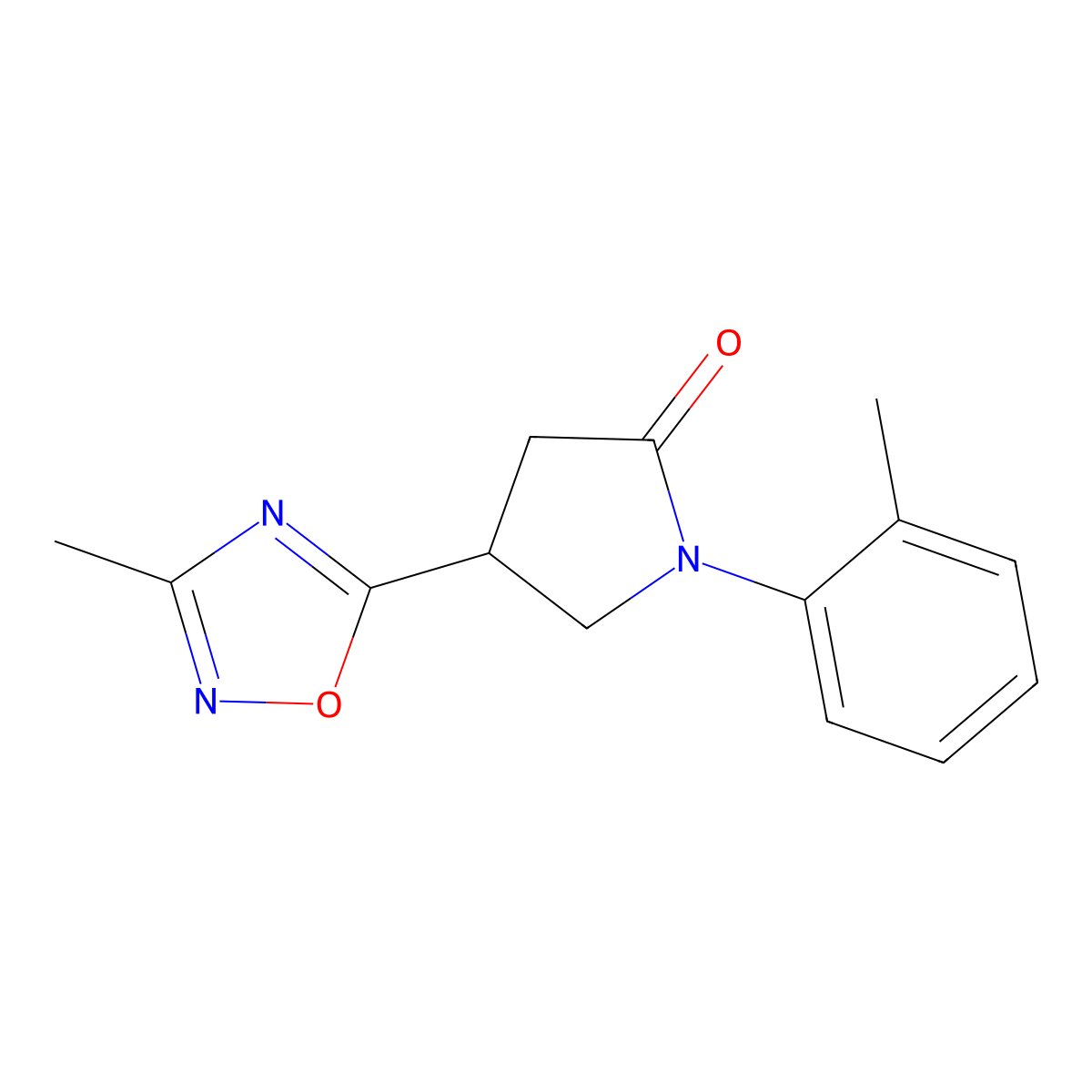 4-(3-Methyl-1,2,4-oxadiazol-5-yl)-1-(2-methylphenyl)pyrrolidin-2-one molecular structure, CAS 1170433-16-5