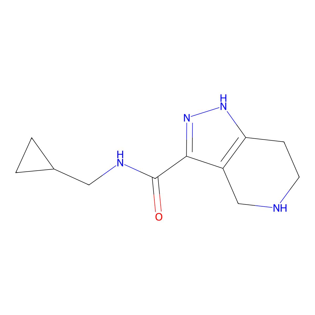 N-(cyclopropylmethyl)-4,5,6,7-tetrahydro-1H-pyrazolo[4,3-c]pyridine-3-carboxamide molecular structure, CAS 1170433-58-5