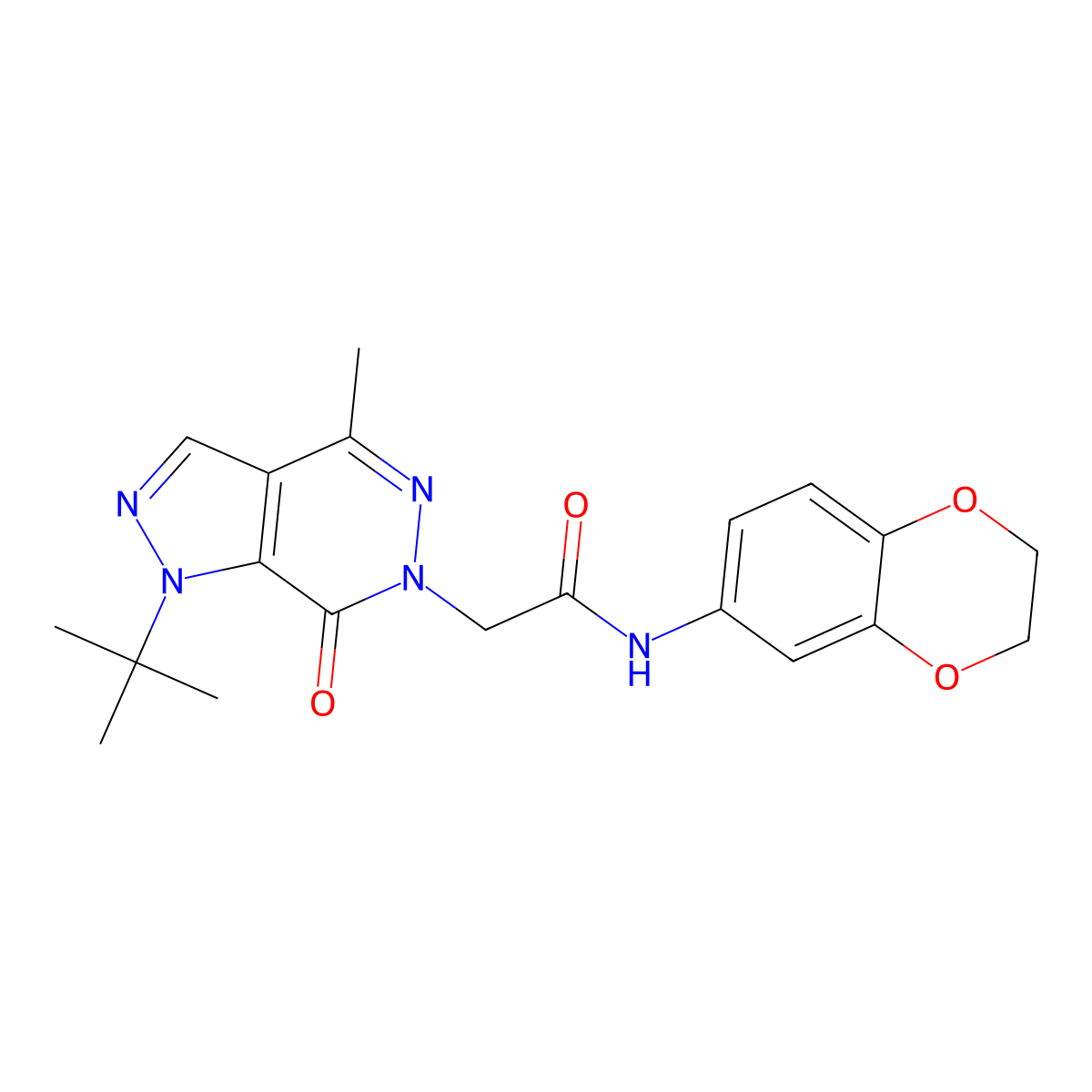 2-(1-(tert-butyl)-4-methyl-7-oxo-1H-pyrazolo[3,4-d]pyridazin-6(7H)-yl)-N-(2,3-dihydrobenzo[b][1,4]dioxin-6-yl)acetamide molecular structure, CAS 1170435-82-1