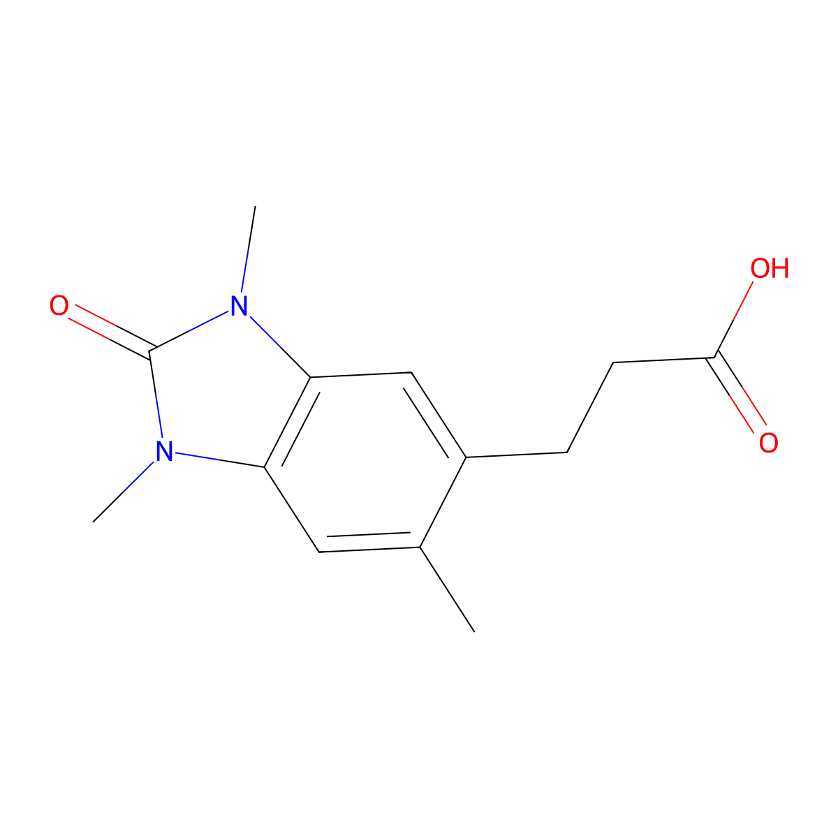 3-(1,3,6-trimethyl-2-oxo-2,3-dihydro-1H-benzo[d]imidazol-5-yl)propanoic acid molecular structure, CAS 1170439-70-9
