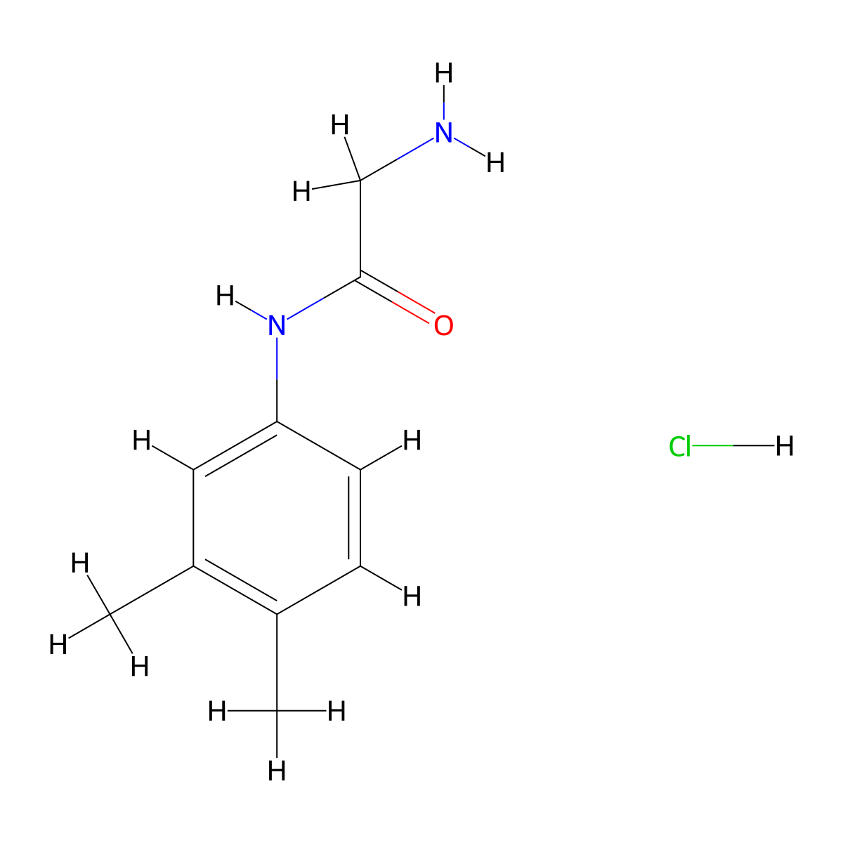 N1-(3,4-Dimethylphenyl)glycinamide hydrochloride molecular structure, CAS 117044-51-6