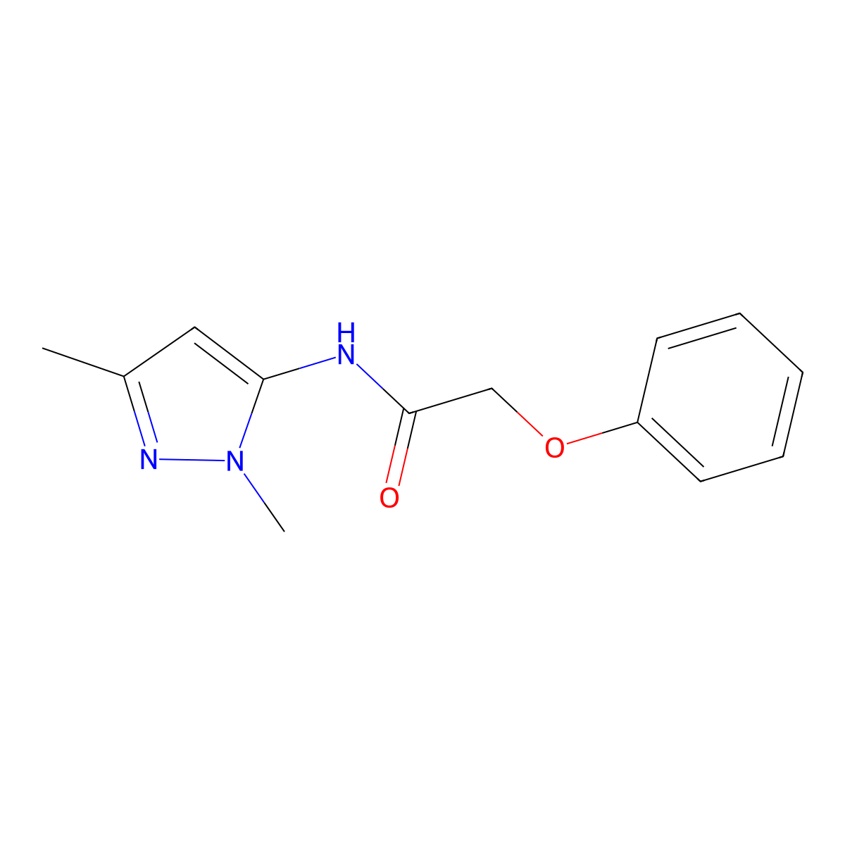 N-(1,3-dimethyl-1H-pyrazol-5-yl)-2-phenoxyacetamide molecular structure, CAS 1170440-30-8