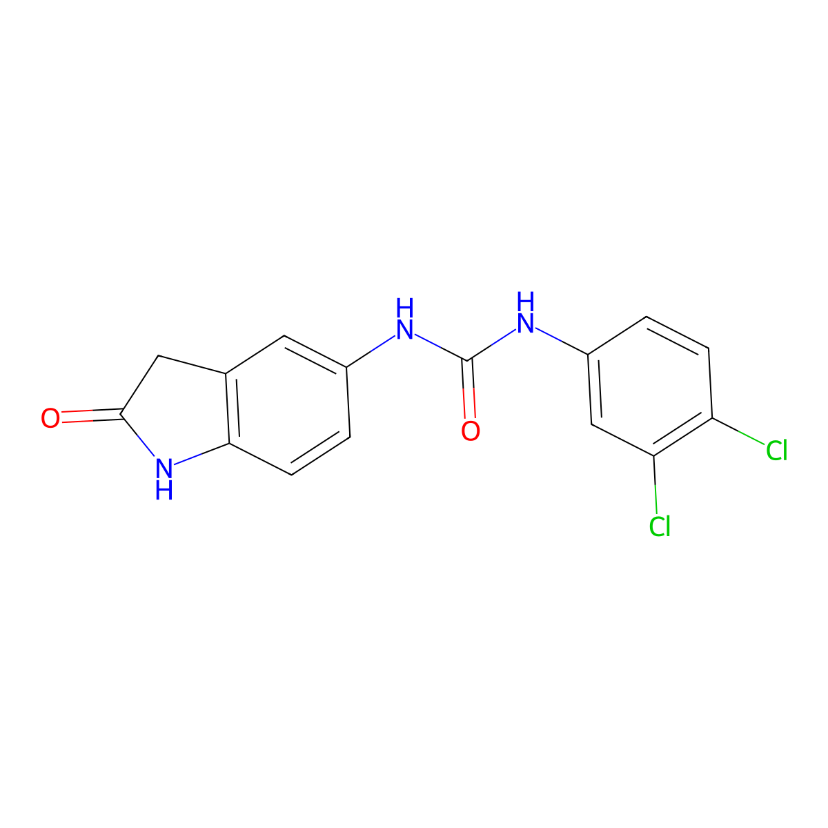 1-(3,4-Dichlorophenyl)-3-(2-oxoindolin-5-yl)urea molecular structure, CAS 1170440-32-0
