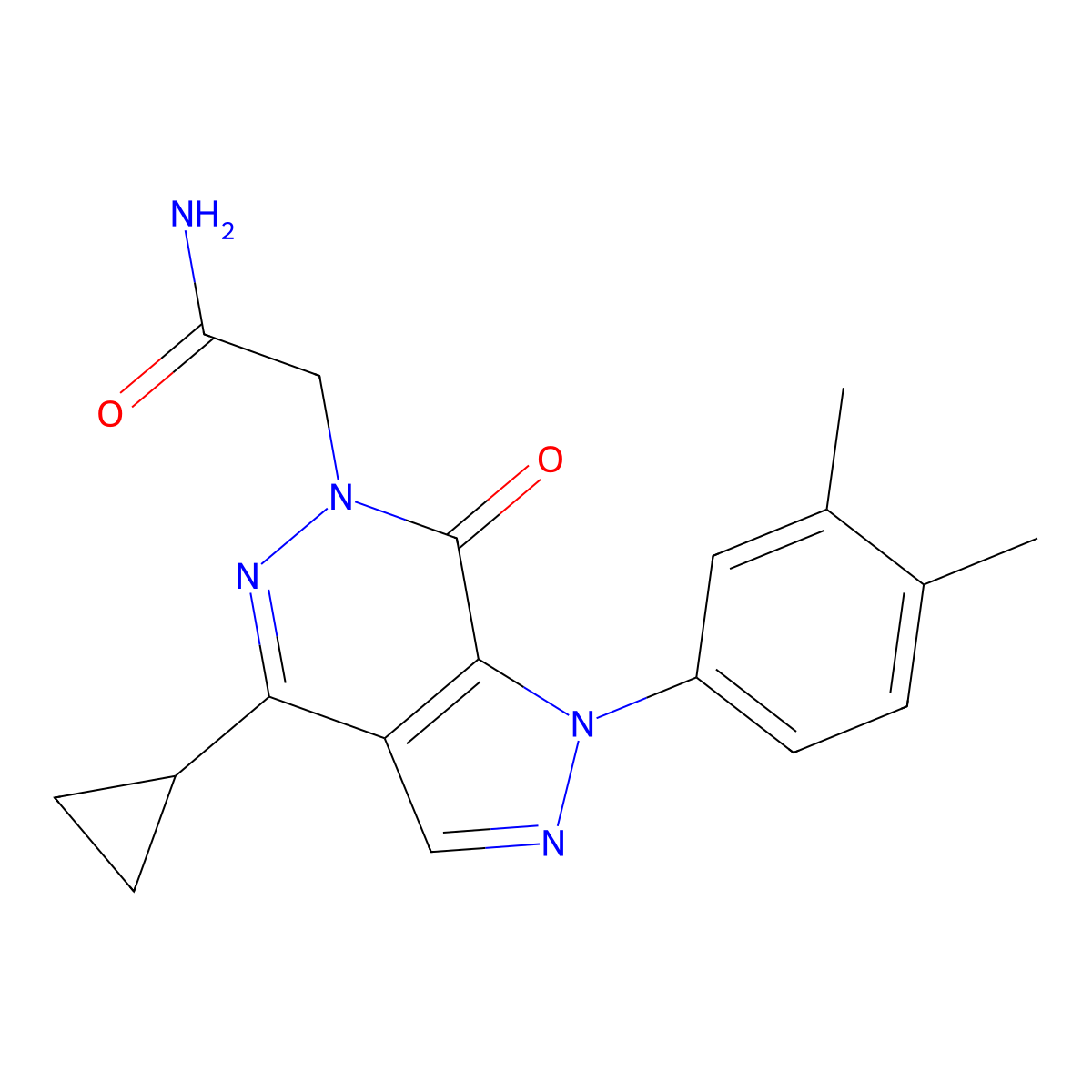 2-(4-cyclopropyl-1-(3,4-dimethylphenyl)-7-oxo-1H-pyrazolo[3,4-d]pyridazin-6(7H)-yl)acetamide molecular structure, CAS 1170440-82-0
