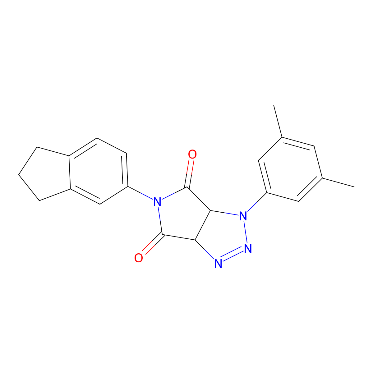 5-(2,3-dihydro-1H-inden-5-yl)-1-(3,5-dimethylphenyl)-1H,3aH,4H,5H,6H,6aH-pyrrolo[3,4-d][1,2,3]triazole-4,6-dione molecular structure, CAS 1170443-47-6