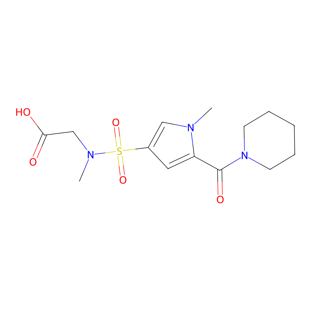 (methyl{[1-methyl-5-(piperidin-1-ylcarbonyl)-1H-pyrrol-3-yl]sulfonyl}amino)acetic acid molecular structure, CAS 1170444-86-6