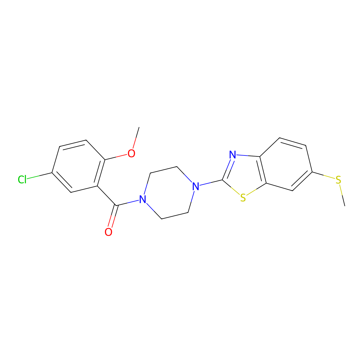 (5-Chloro-2-methoxyphenyl)(4-(6-(methylthio)benzo[d]thiazol-2-yl)piperazin-1-yl)methanone molecular structure, CAS 1170445-28-9