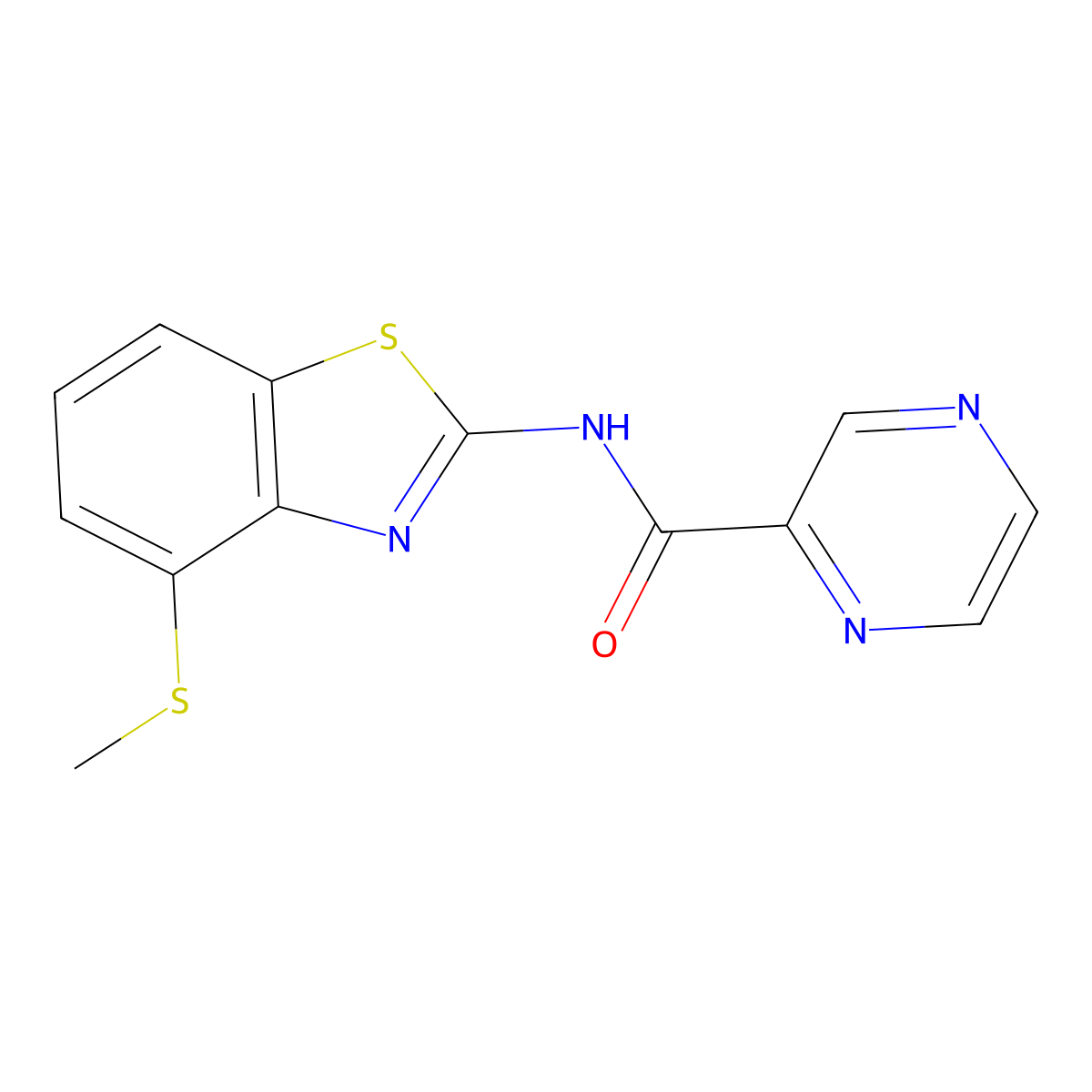 N-(4-(methylthio)benzo[d]thiazol-2-yl)pyrazine-2-carboxamide molecular structure, CAS 1170445-66-5