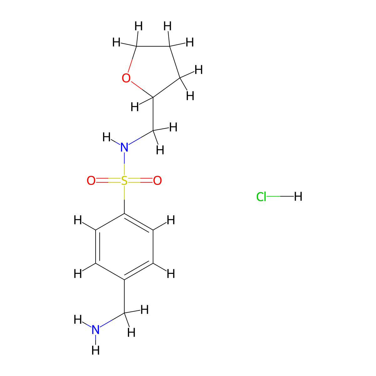 4-(aminomethyl)-N-((oxolan-2-yl)methyl)benzene-1-sulfonamide hydrochloride molecular structure, CAS 1170451-53-2