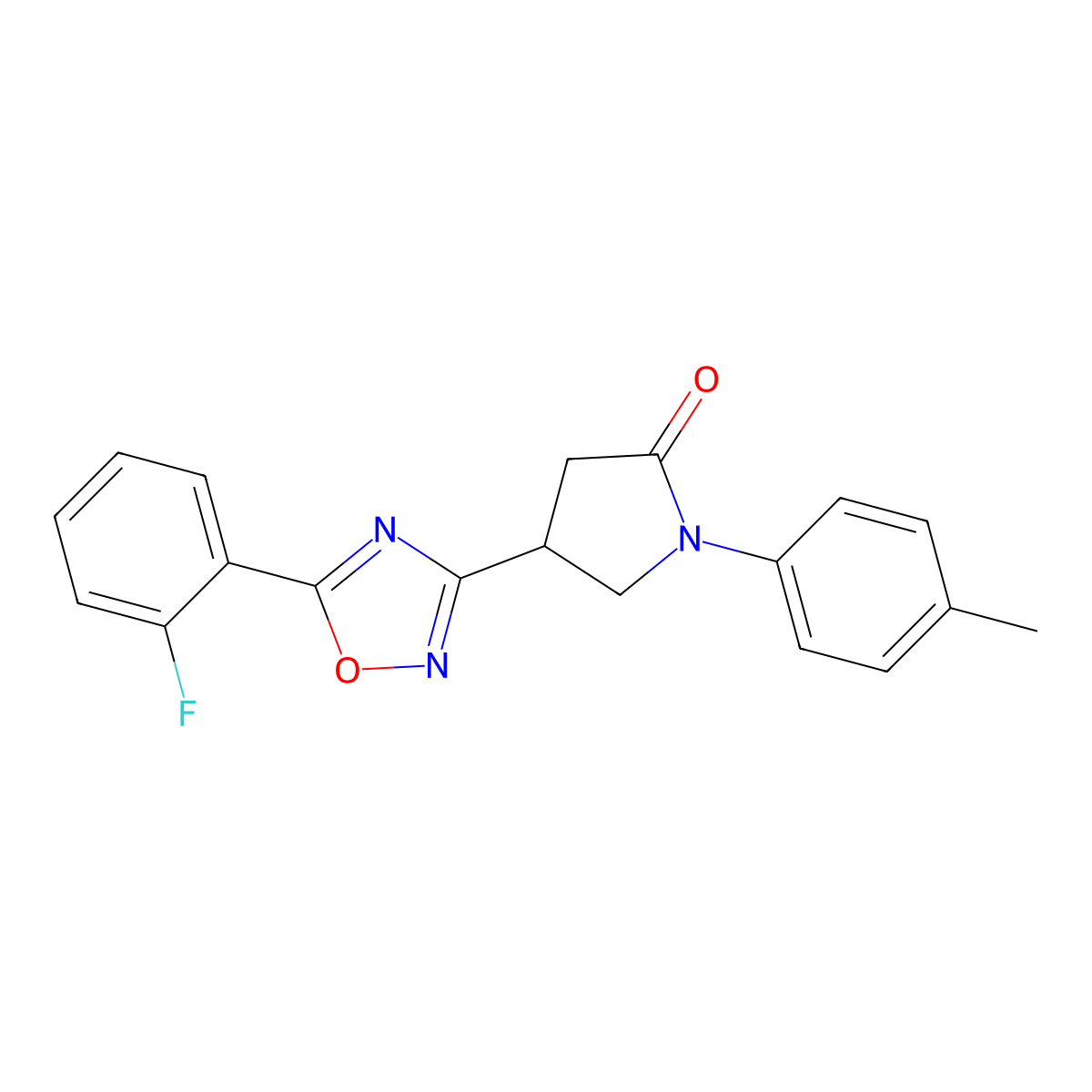 4-[5-(2-Fluorophenyl)-1,2,4-oxadiazol-3-yl]-1-(4-methylphenyl)pyrrolidin-2-one molecular structure, CAS 1170454-28-0
