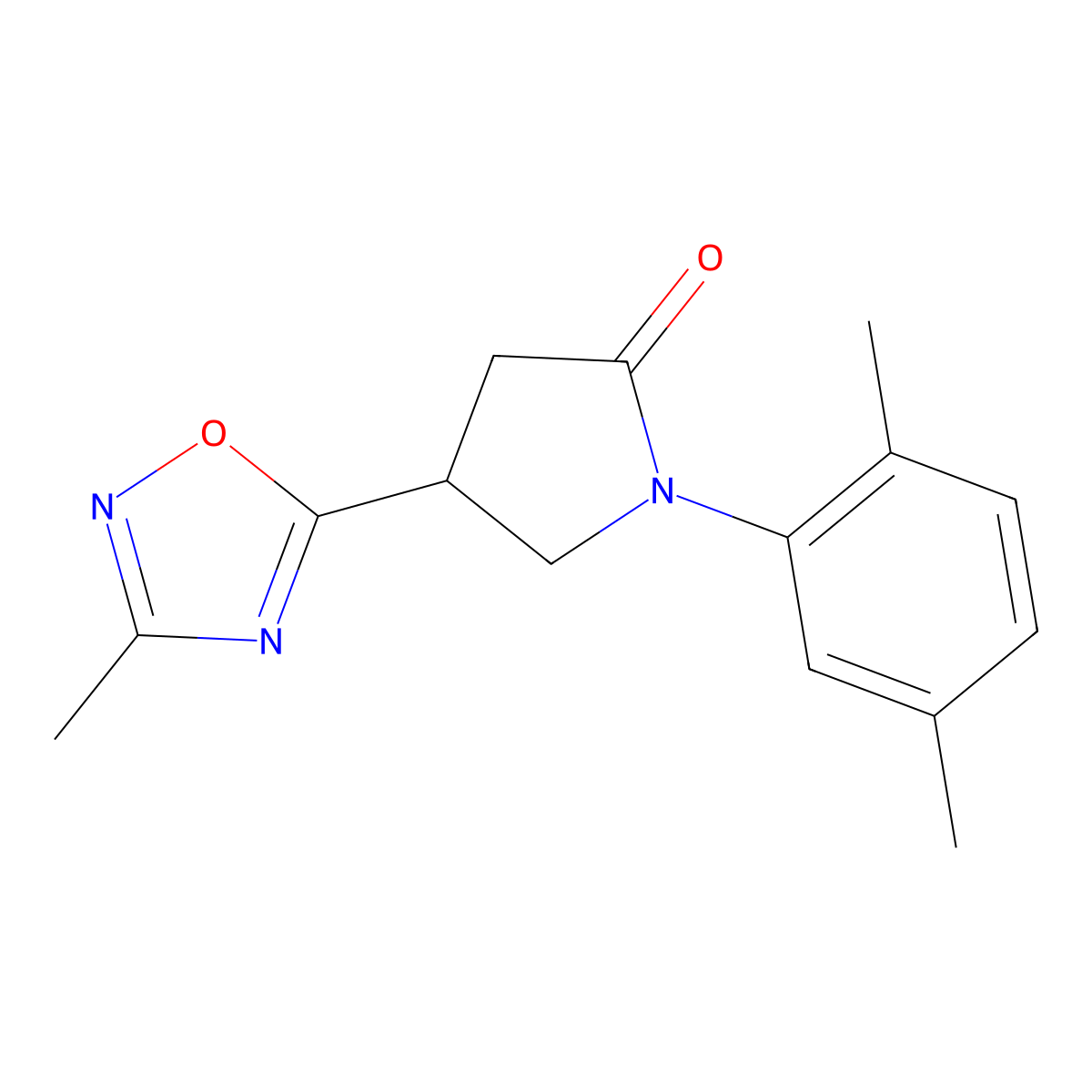 1-(2,5-Dimethylphenyl)-4-(3-methyl-1,2,4-oxadiazol-5-yl)pyrrolidin-2-one molecular structure, CAS 1170455-33-0
