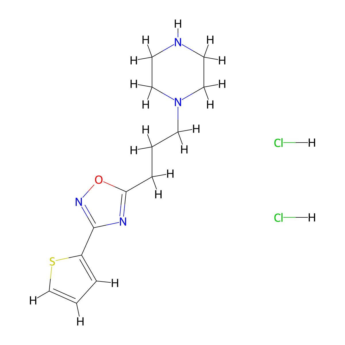 1-{3-[3-(Thiophen-2-yl)-1,2,4-oxadiazol-5-yl]propyl}piperazine dihydrochloride molecular structure, CAS 1170455-92-1