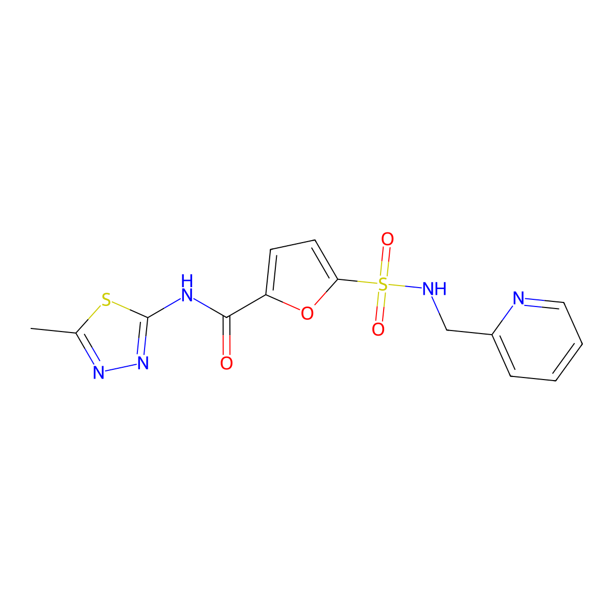 N-(5-methyl-1,3,4-thiadiazol-2-yl)-5-(N-(pyridin-2-ylmethyl)sulfamoyl)furan-2-carboxamide molecular structure, CAS 1170457-70-1
