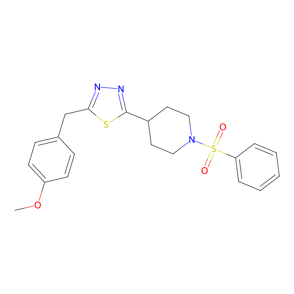 2-(4-Methoxybenzyl)-5-(1-(phenylsulfonyl)piperidin-4-yl)-1,3,4-thiadiazole molecular structure, CAS 1170458-16-8