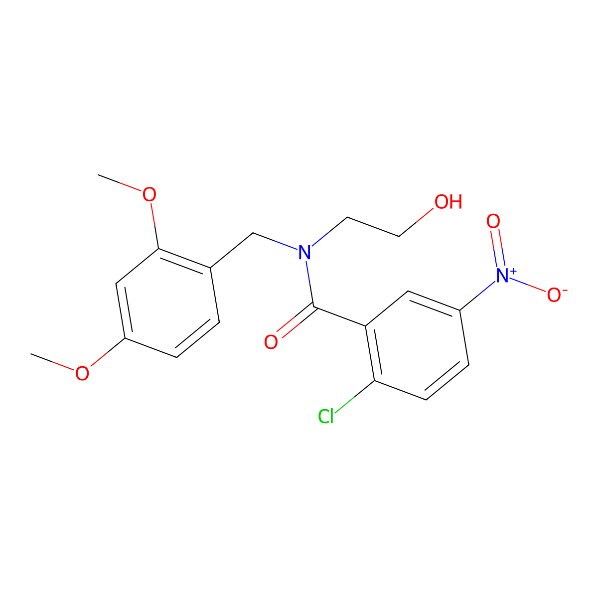 2-chloro-N-(2,4-dimethoxybenzyl)-N-(2-hydroxyethyl)-5-nitrobenzamide molecular structure, CAS 1170458-83-9