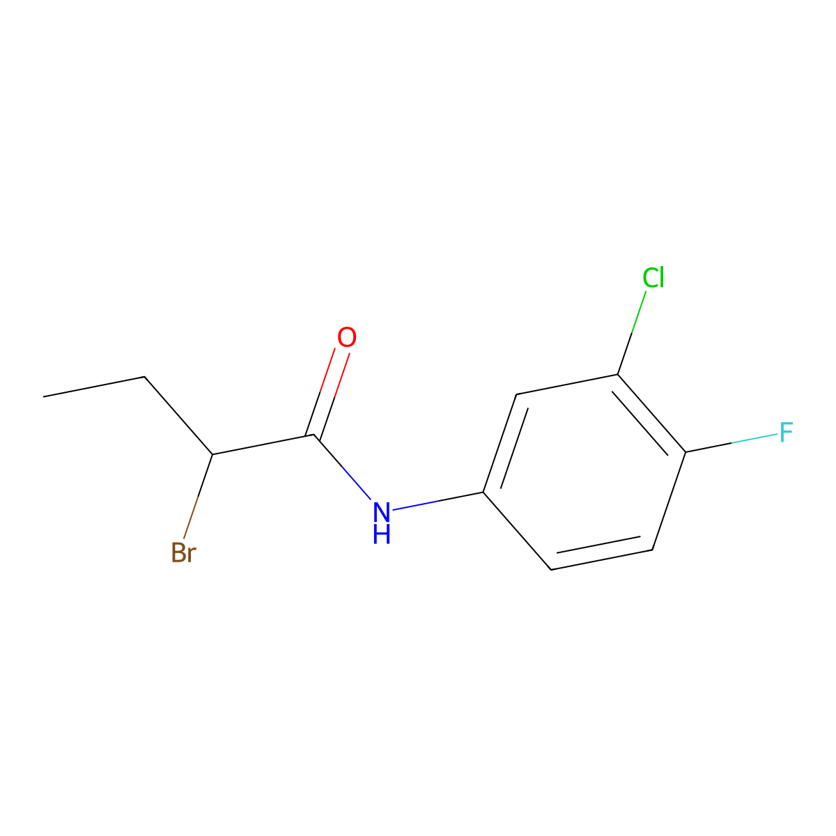 2-bromo-N-(3-chloro-4-fluorophenyl)butanamide molecular structure, CAS 1170464-98-8