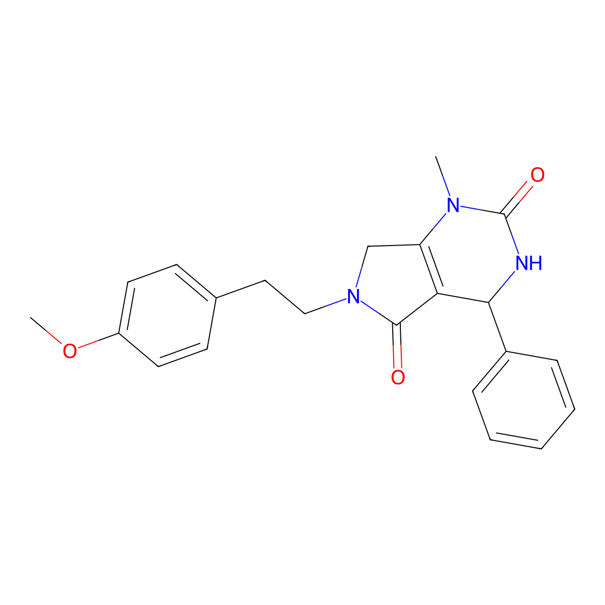 6-(4-methoxyphenethyl)-1-methyl-4-phenyl-3,4,6,7-tetrahydro-1H-pyrrolo[3,4-d]pyrimidine-2,5-dione molecular structure, CAS 1170465-87-8