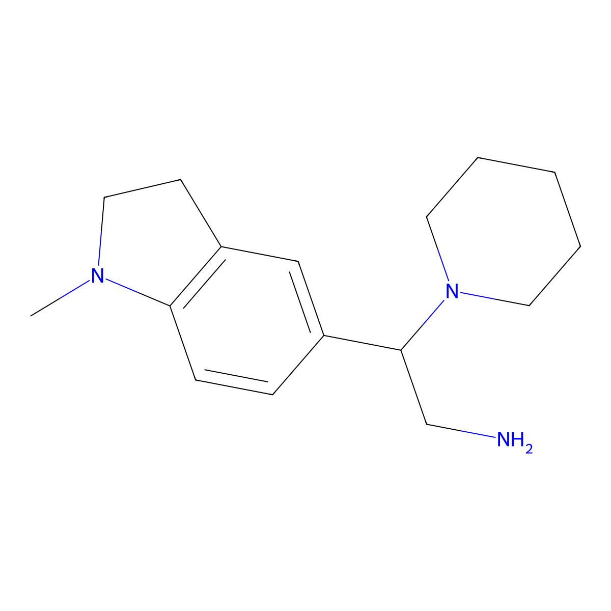 2-(1-Methyl-2,3-dihydro-1H-indol-5-YL)-2-(piperidin-1-YL)ethan-1-amine molecular structure, CAS 1170468-07-1