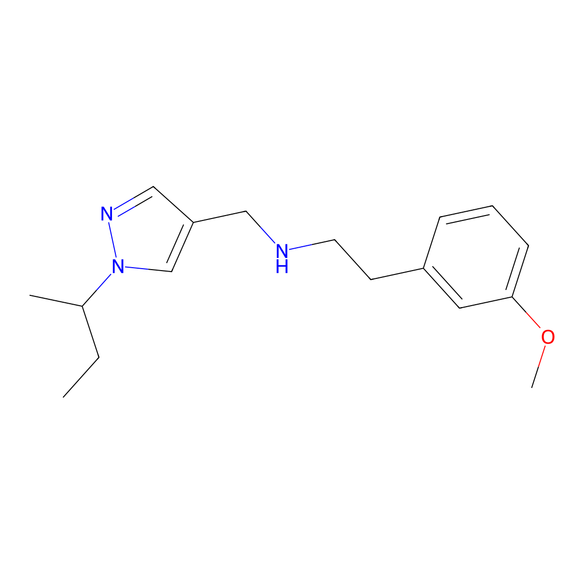 N-((1-(sec-Butyl)-1H-pyrazol-4-yl)methyl)-2-(3-methoxyphenyl)ethanamine molecular structure, CAS 1170468-49-1