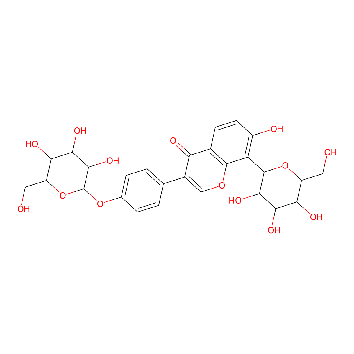 8-beta-D-Glucopyranosyl-3-(4-(beta-D-glucopyranosyloxy)phenyl)-7-hydroxy-4H-1-benzopyran-4-one molecular structure, CAS 117047-08-2
