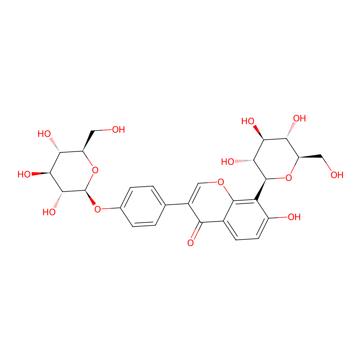 8-beta-D-Glucopyranosyl-3-(4-(beta-D-glucopyranosyloxy)phenyl)-7-hydroxy-4H-1-benzopyran-4-one molecular structure, CAS 117047-08-2