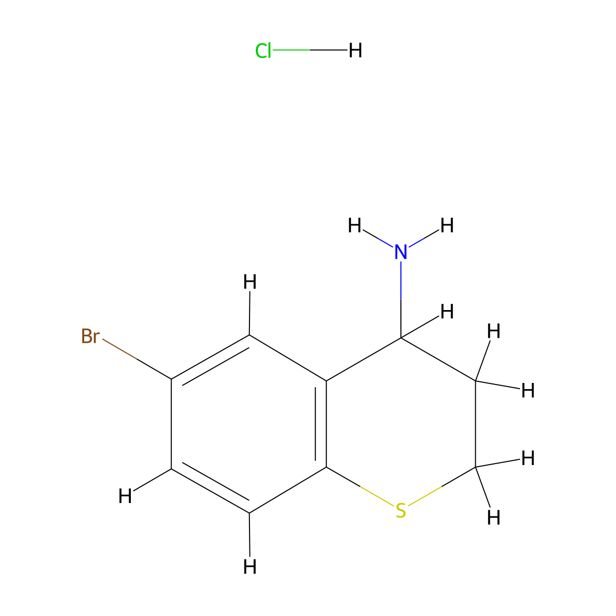 6-bromo-3,4-dihydro-2H-1-benzothiopyran-4-amine hydrochloride molecular structure, CAS 1170470-60-6