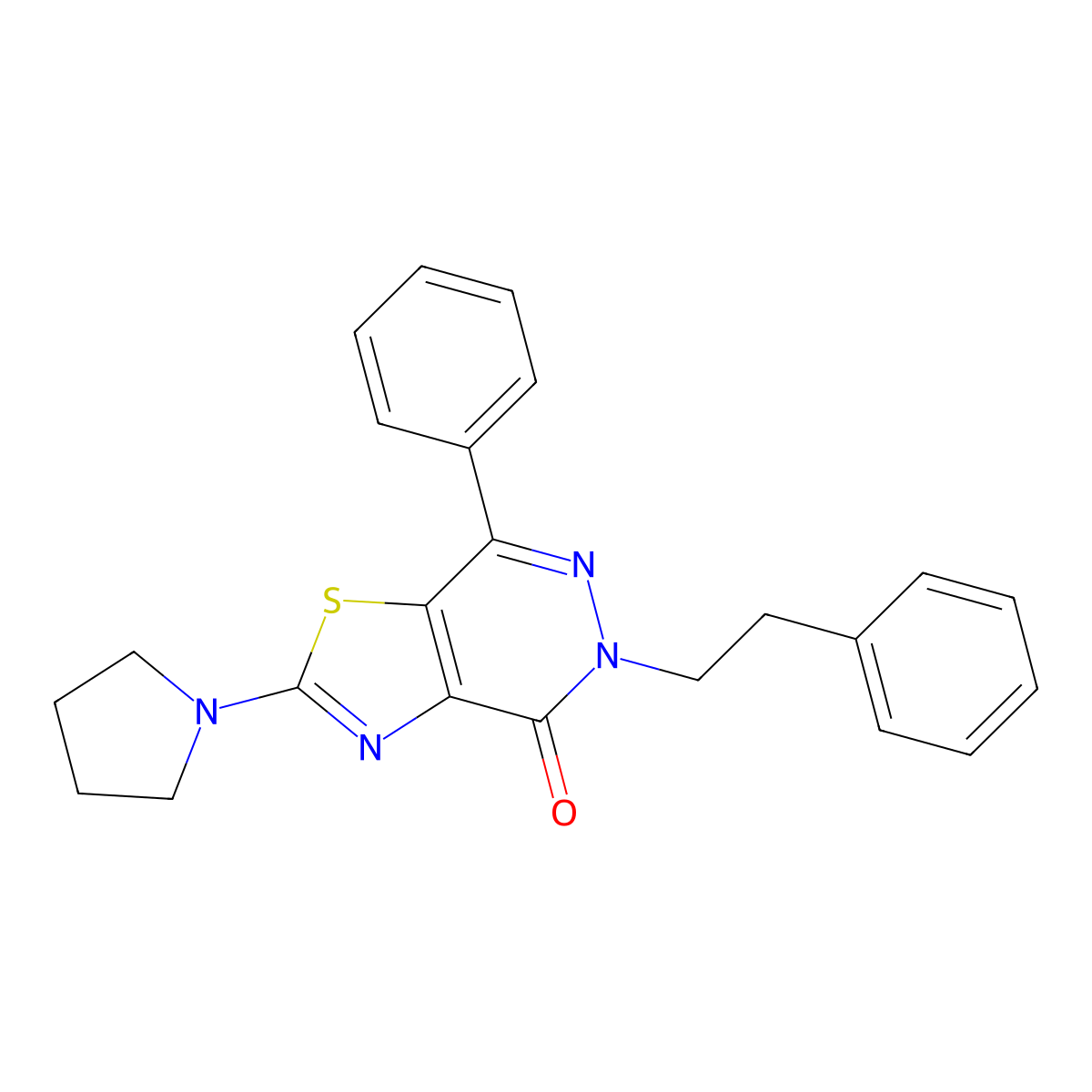 5-phenethyl-7-phenyl-2-(pyrrolidin-1-yl)thiazolo[4,5-d]pyridazin-4(5H)-one molecular structure, CAS 1170472-71-5