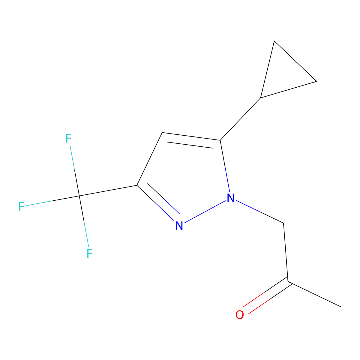 1-(5-Cyclopropyl-3-(trifluoromethyl)-1H-pyrazol-1-yl)propan-2-one molecular structure, CAS 1170473-17-2