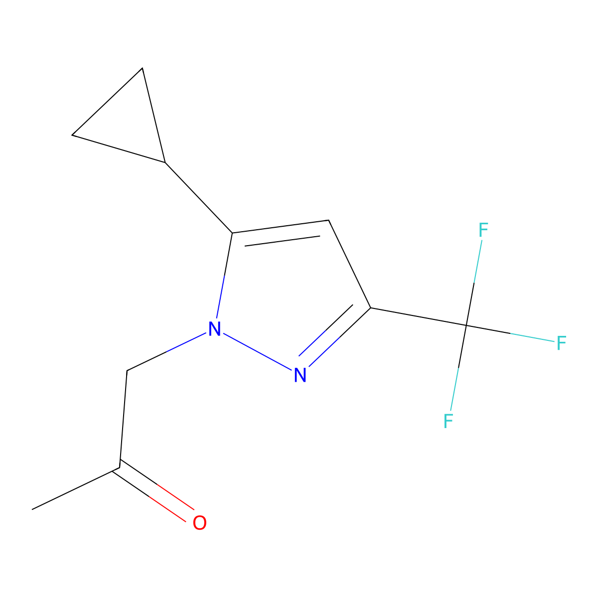 1-(5-Cyclopropyl-3-(trifluoromethyl)-1H-pyrazol-1-yl)propan-2-one molecular structure, CAS 1170473-17-2