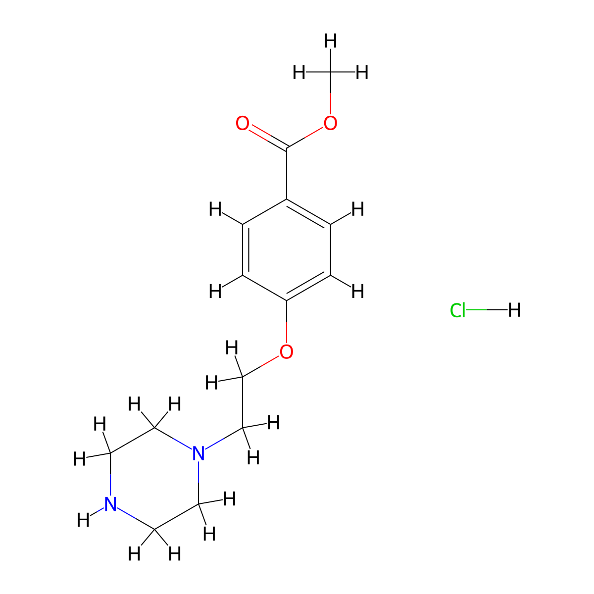 Methyl 4-(2-piperazinoethoxy)benzenecarboxylate hydrochloride molecular structure, CAS 1170473-34-3