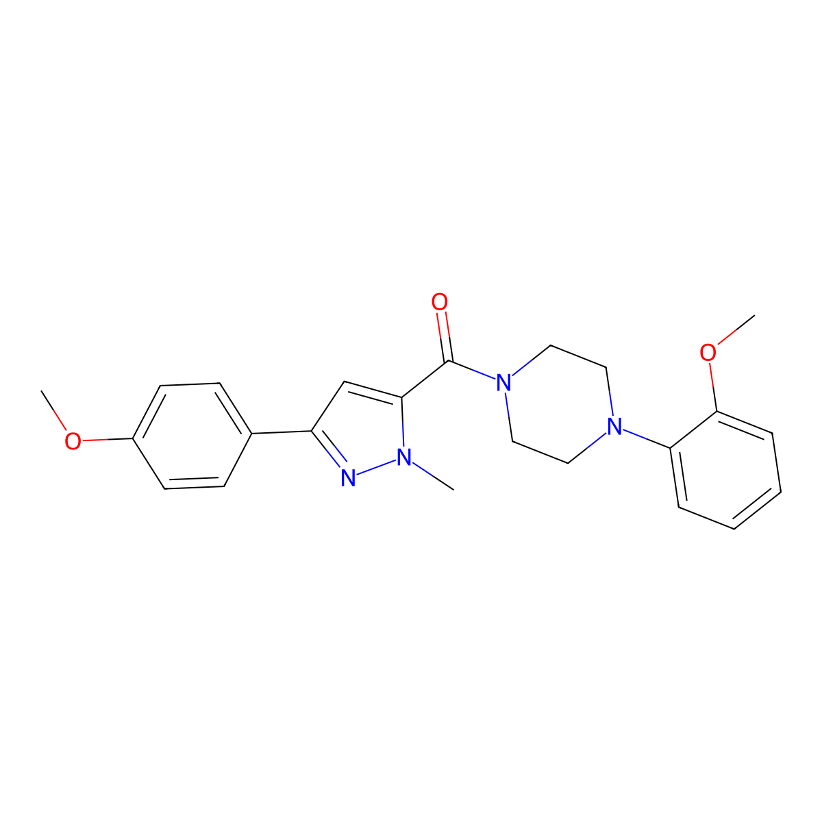 [3-(4-methoxyphenyl)-1-methyl-1H-pyrazol-5-yl][4-(2-methoxyphenyl)piperazino]methanone molecular structure, CAS 1170474-24-4