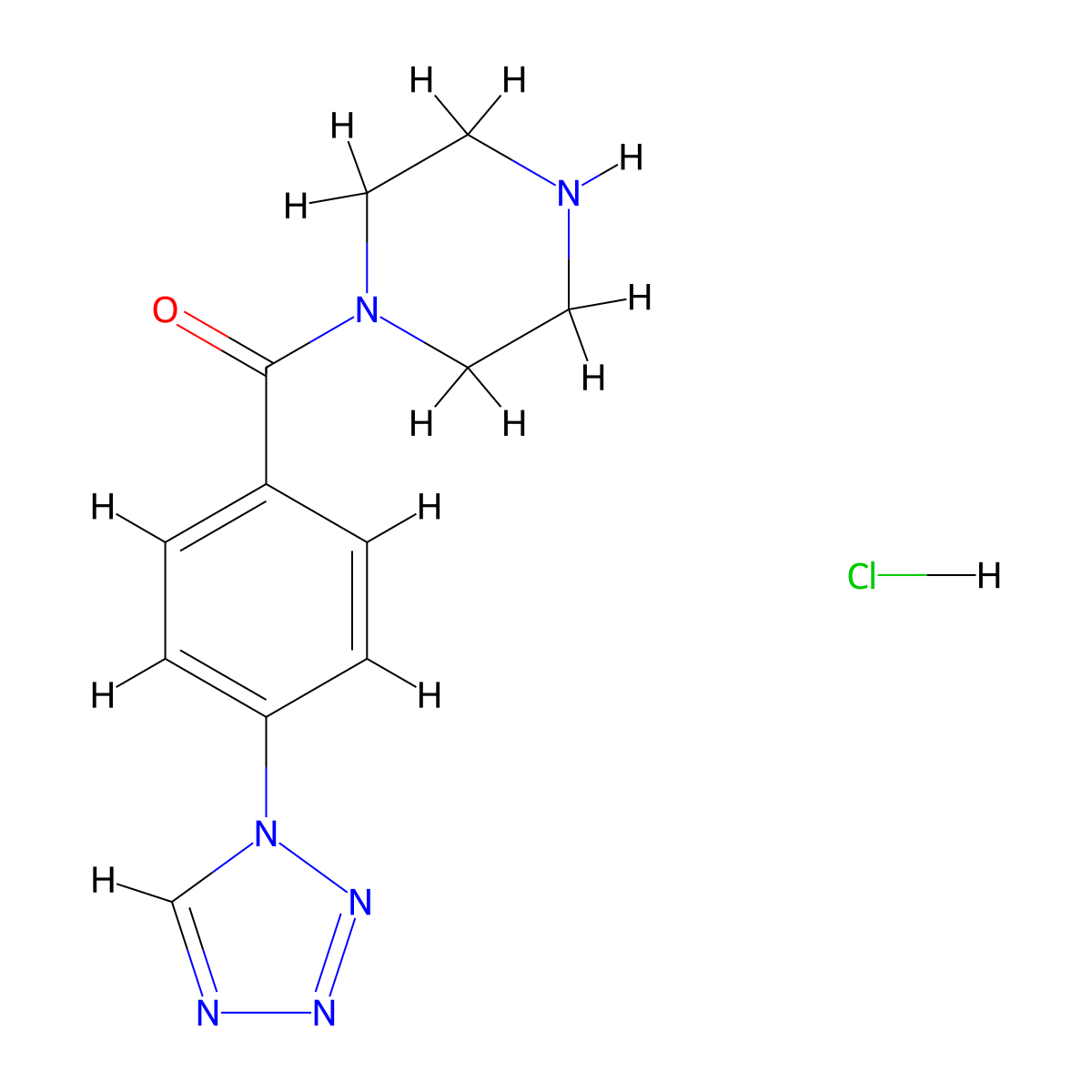 1-[4-(1H-1,2,3,4-tetrazol-1-yl)benzoyl]piperazine hydrochloride molecular structure, CAS 1170474-58-4