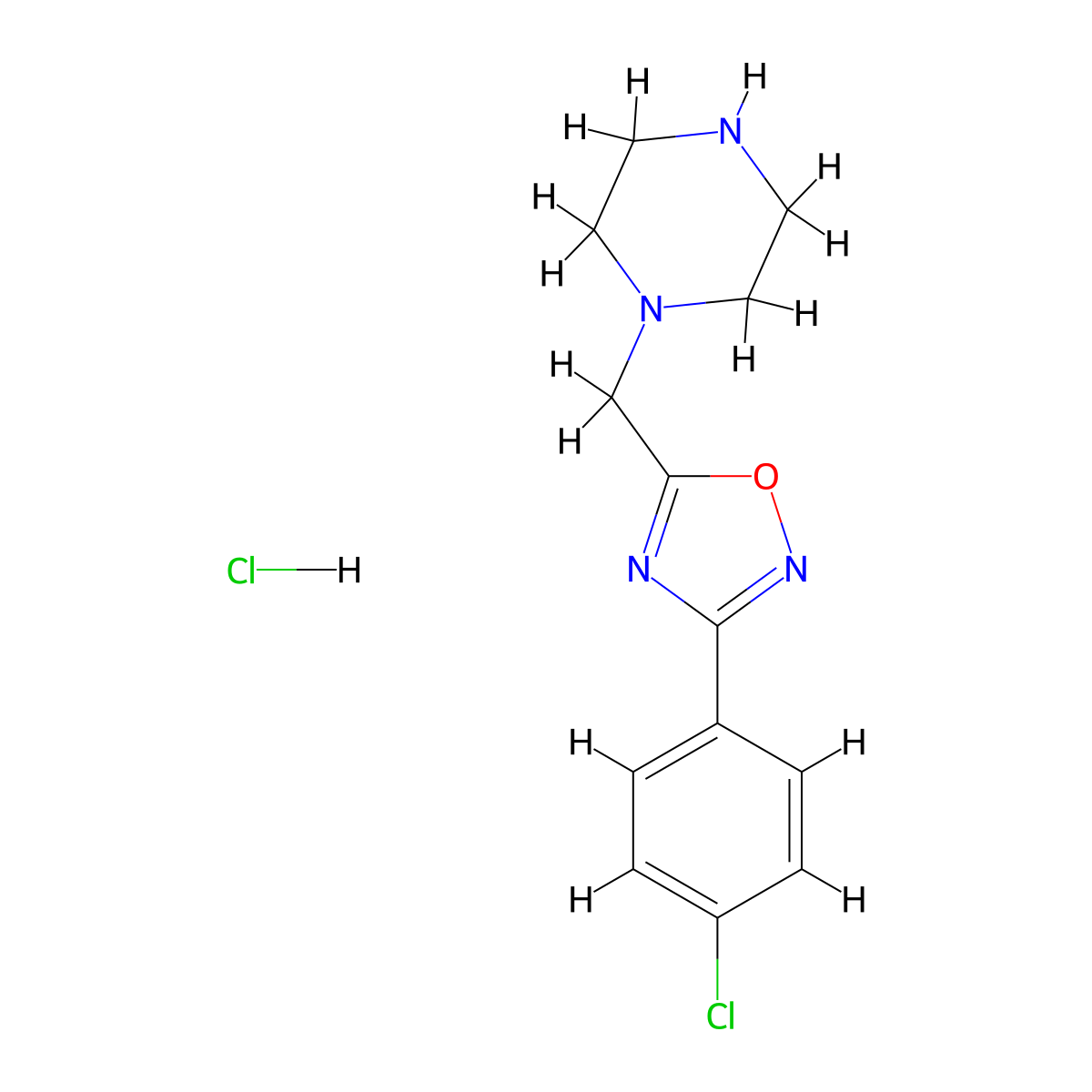 1-{[3-(4-Chlorophenyl)-1,2,4-oxadiazol-5-yl]methyl}piperazine hydrochloride molecular structure, CAS 1170477-01-6
