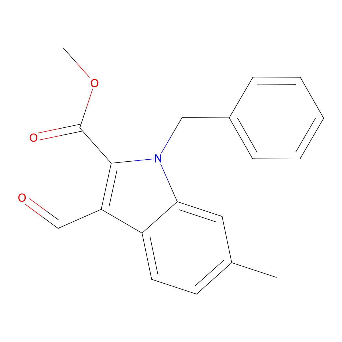 Methyl 1-benzyl-3-formyl-6-methyl-1H-indole-2-carboxylate molecular structure, CAS 1170477-28-7