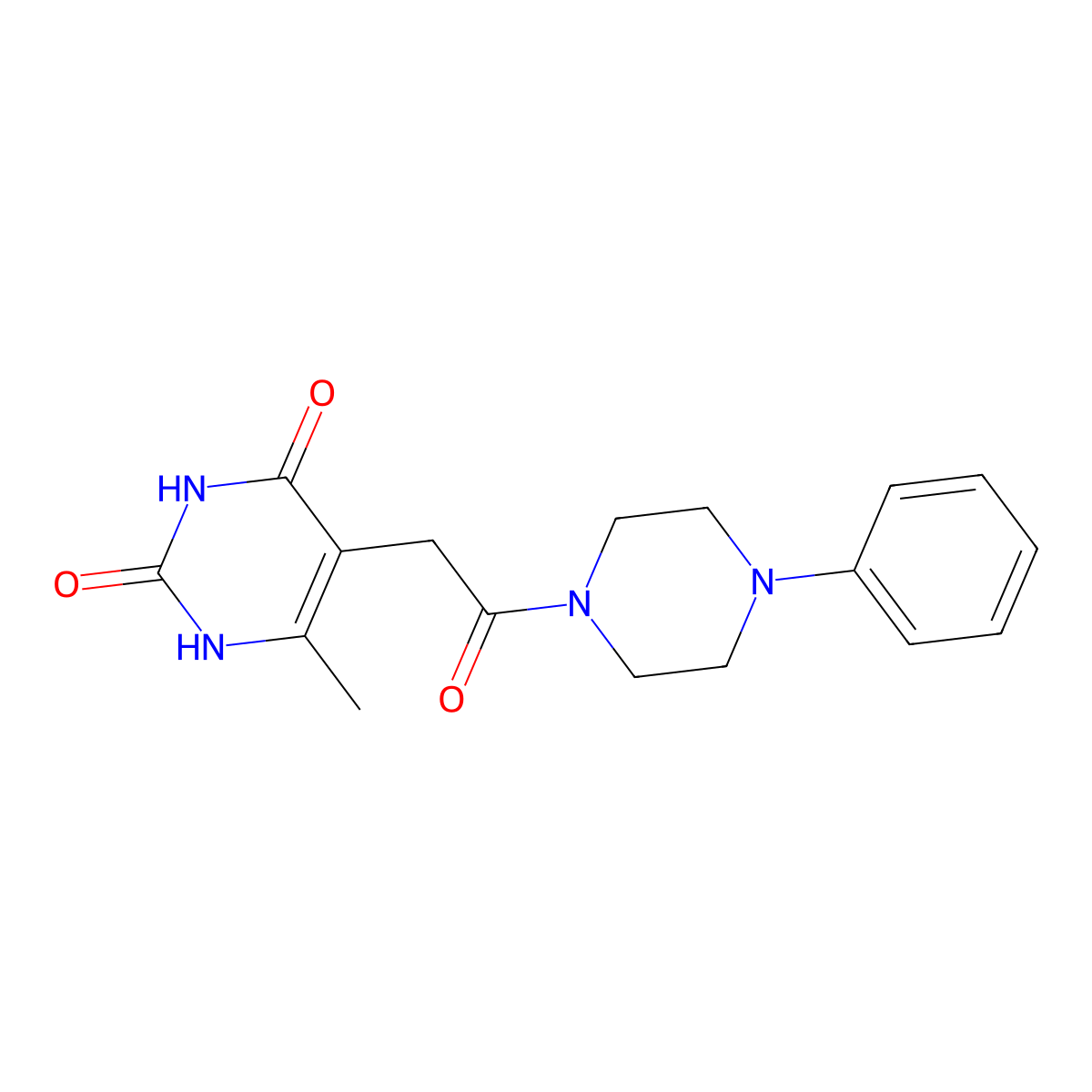 6-methyl-5-(2-oxo-2-(4-phenylpiperazin-1-yl)ethyl)pyrimidine-2,4(1H,3H)-dione molecular structure, CAS 1170477-41-4