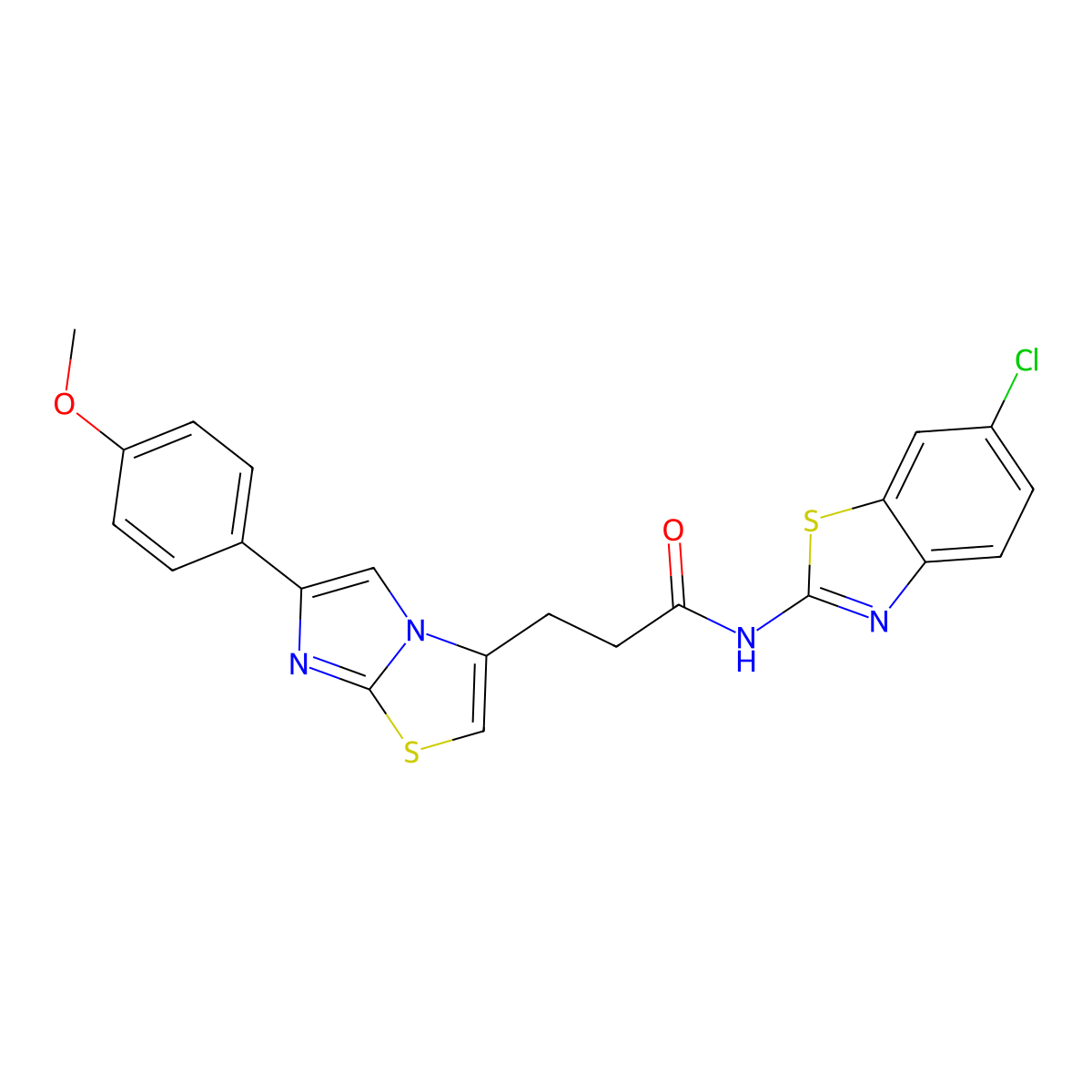 N-(6-chlorobenzo[d]thiazol-2-yl)-3-(6-(4-methoxyphenyl)imidazo[2,1-b]thiazol-3-yl)propanamide molecular structure, CAS 1170477-65-2