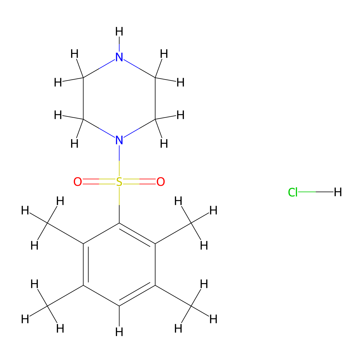 1-(2,3,5,6-Tetramethylbenzenesulfonyl)piperazine hydrochloride molecular structure, CAS 1170478-53-1