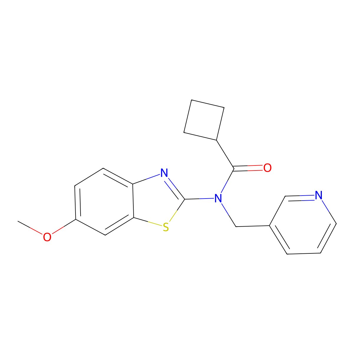 N-(6-methoxybenzo[d]thiazol-2-yl)-N-(pyridin-3-ylmethyl)cyclobutanecarboxamide molecular structure, CAS 1170480-32-6