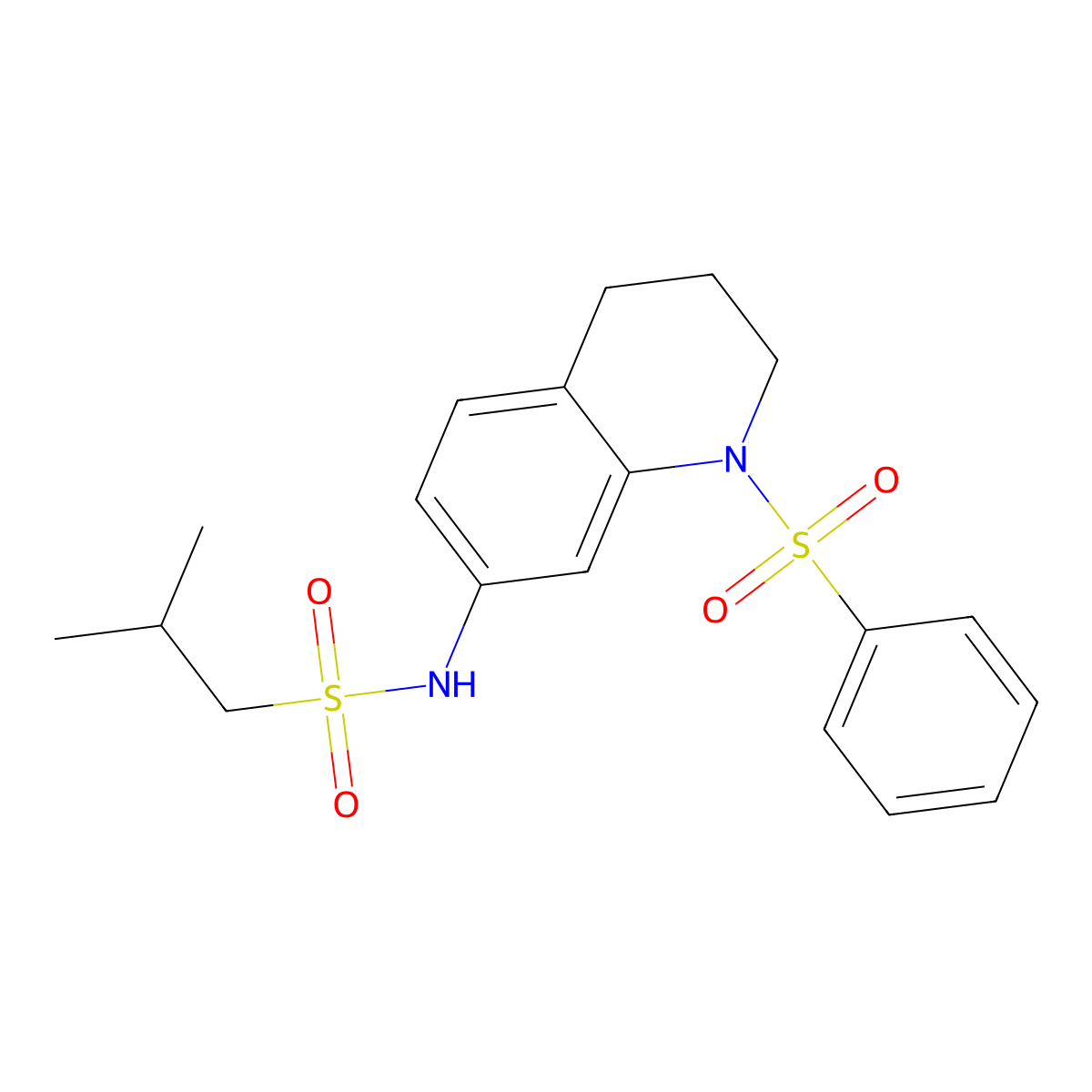 2-methyl-N-(1-(phenylsulfonyl)-1,2,3,4-tetrahydroquinolin-7-yl)propane-1-sulfonamide molecular structure, CAS 1170480-35-9