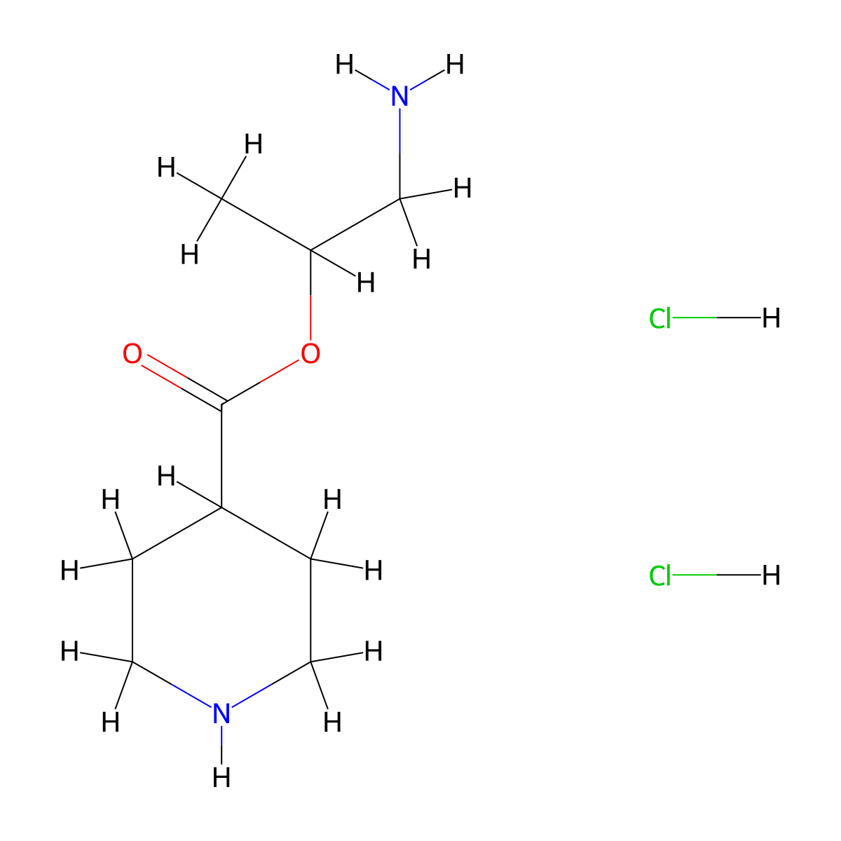 1-Aminopropan-2-yl piperidine-4-carboxylate dihydrochloride molecular structure, CAS 1170480-45-1