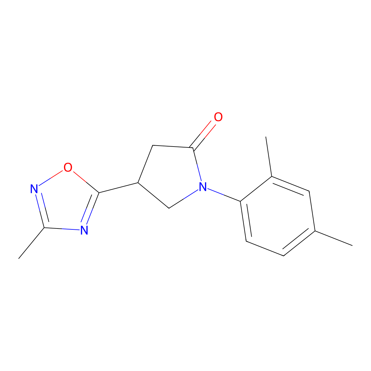 1-(2,4-Dimethylphenyl)-4-(3-methyl-1,2,4-oxadiazol-5-yl)pyrrolidin-2-one molecular structure, CAS 1170480-49-5